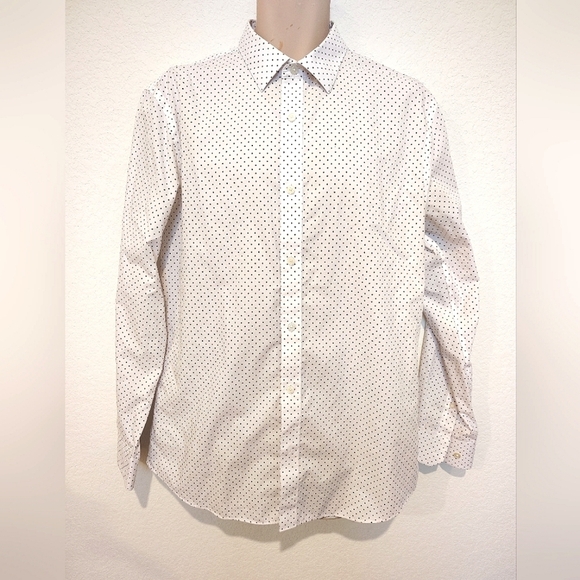 Banana Republic Men's White Polka Dot Button Down Shirt - Picture 1 of 4